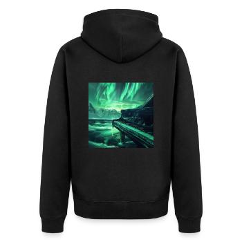 Klavier - Unisex Premium Bio Zip Hoodie - Schwarz - Hinten - Nico (187cm)