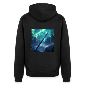 Querflöte - Unisex Premium Bio Zip Hoodie - Schwarz - Hinten - Nico (187cm)
