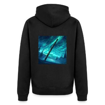Querflöte - Unisex Premium Bio Zip Hoodie - Schwarz - Hinten - Nico (187cm)