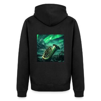 Tuba - Unisex Premium Bio Zip Hoodie - Schwarz - Hinten - Nico (187cm)