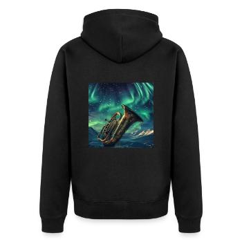 Tuba - Unisex Premium Bio Zip Hoodie - Schwarz - Hinten - Nico (187cm)