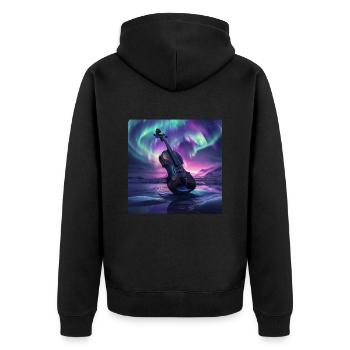 Violine - Unisex Premium Bio Zip Hoodie - Schwarz - Hinten - Nico (187cm)