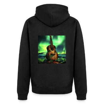 Ukulele - Unisex Premium Bio Zip Hoodie - Schwarz - Hinten - Nico (187cm)