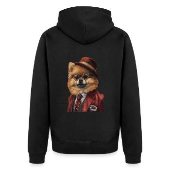Zwergspitz - Unisex Premium Bio Zip Hoodie - Schwarz - Hinten - Nico (187cm)