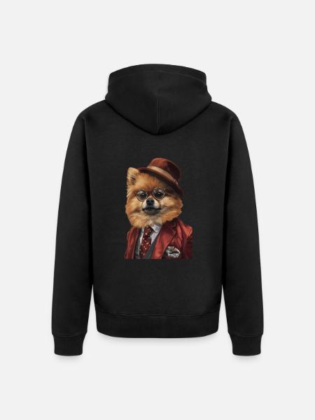 Zwergspitz - Unisex Premium Bio Zip Hoodie - Schwarz