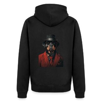 Rottweiler - Unisex Premium Bio Zip Hoodie - Schwarz - Hinten - Nico (187cm)