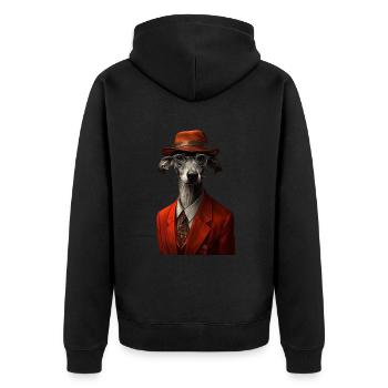 Whippet - Unisex Premium Bio Zip Hoodie - Schwarz - Hinten - Nico (187cm)