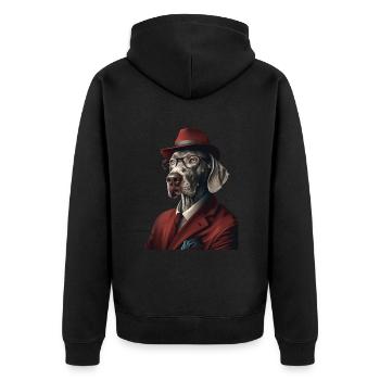 Weimaraner - Unisex Premium Bio Zip Hoodie - Schwarz - Hinten - Nico (187cm)