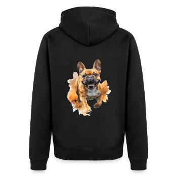 Bulldogge - Unisex Premium Bio Zip Hoodie - Schwarz - Hinten - Nico (187cm)