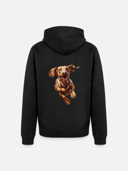 Dackel - Unisex Premium Bio Zip Hoodie - Schwarz
