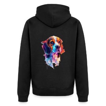 Beagle - Unisex Premium Bio Zip Hoodie - Schwarz - Hinten - Nico (187cm)