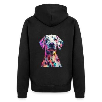 Dalmatiner - Unisex Premium Bio Zip Hoodie - Schwarz - Hinten - Nico (187cm)