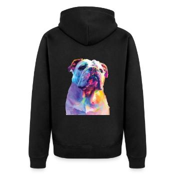 Englische Bulldogge - Unisex Premium Bio Zip Hoodie - Schwarz - Hinten - Nico (187cm)