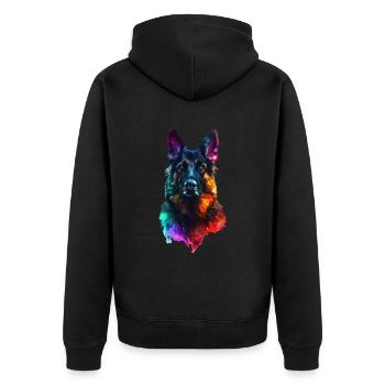 Deutscher Schäferhund - Unisex Premium Bio Zip Hoodie - Schwarz - Hinten - Nico (187cm)
