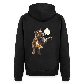 Tiger - Unisex Premium Bio Zip Hoodie - Schwarz - Hinten - Nico (187cm)