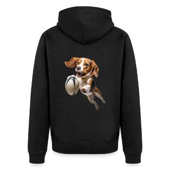 Beagle - Unisex Premium Bio Zip Hoodie - Schwarz - Hinten - Nico (187cm)