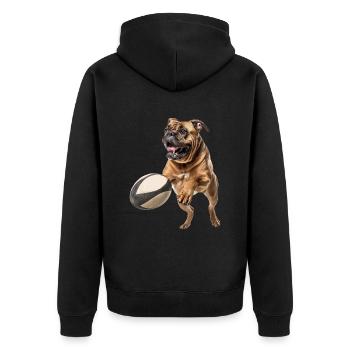 Bullmastiff - Unisex Premium Bio Zip Hoodie - Schwarz - Hinten - Nico (187cm)