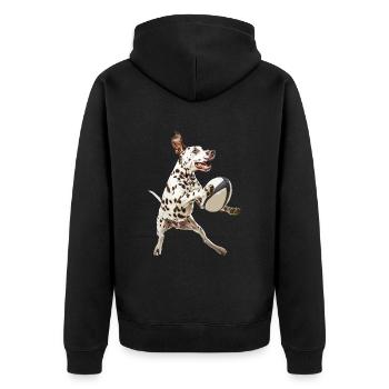 Dalmatiner - Unisex Premium Bio Zip Hoodie - Schwarz - Hinten - Nico (187cm)