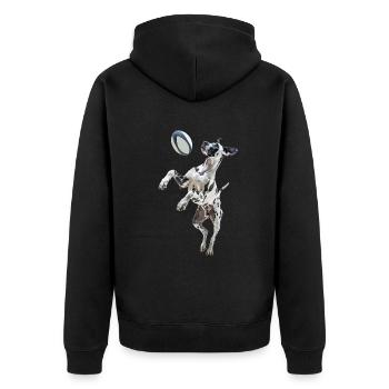 Deutsche Dogge - Unisex Premium Bio Zip Hoodie - Schwarz - Hinten - Nico (187cm)