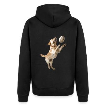 Labrador Retriever - Unisex Premium Bio Zip Hoodie - Schwarz - Hinten - Nico (187cm)