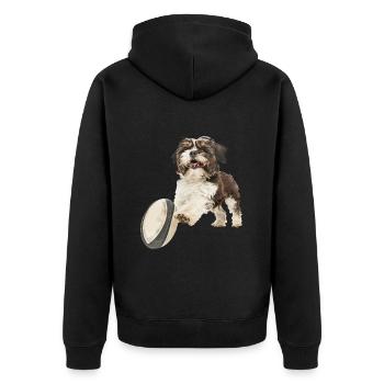 Shih Tzu - Unisex Premium Bio Zip Hoodie - Schwarz - Hinten - Nico (187cm)
