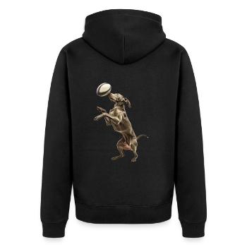 Weimaraner - Unisex Premium Bio Zip Hoodie - Schwarz - Hinten - Nico (187cm)