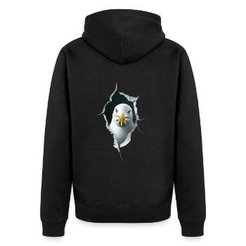 Möwe - Unisex Premium Bio Zip Hoodie - Schwarz - Hinten - Nico (187cm)