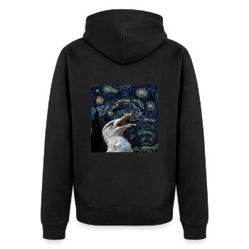 Möwe - Unisex Premium Bio Zip Hoodie - Schwarz - Hinten - Nico (187cm)