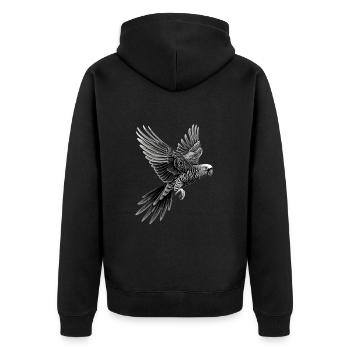 Sittiche - Unisex Premium Bio Zip Hoodie - Schwarz - Hinten - Nico (187cm)
