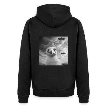 Möwe - Unisex Premium Bio Zip Hoodie - Schwarz - Hinten - Nico (187cm)