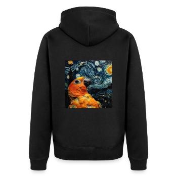 Sittiche - Unisex Premium Bio Zip Hoodie - Schwarz - Hinten - Nico (187cm)