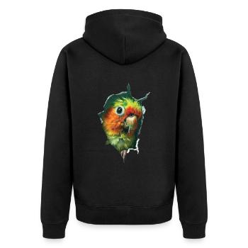Sittiche - Unisex Premium Bio Zip Hoodie - Schwarz - Hinten - Nico (187cm)