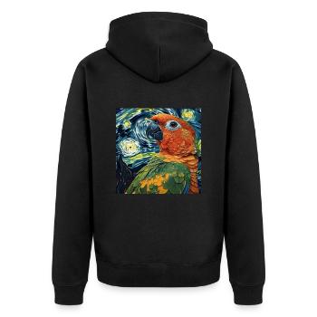 Sittiche - Unisex Premium Bio Zip Hoodie - Schwarz - Hinten - Nico (187cm)