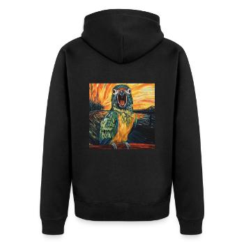 Sittiche - Unisex Premium Bio Zip Hoodie - Schwarz - Hinten - Nico (187cm)