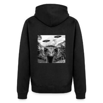 Kasuar - Unisex Premium Bio Zip Hoodie - Schwarz - Hinten - Nico (187cm)