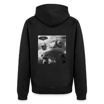 Chamäleon - Unisex Premium Bio Zip Hoodie - Schwarz - Hinten - Nico (187cm)