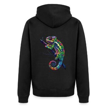 Chamäleon - Unisex Premium Bio Zip Hoodie - Schwarz - Hinten - Nico (187cm)