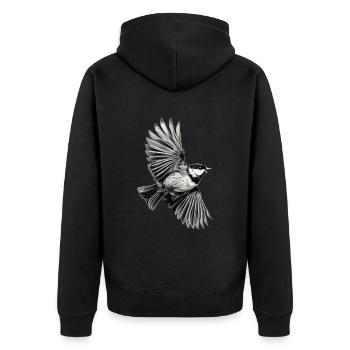 Meise - Unisex Premium Bio Zip Hoodie - Schwarz - Hinten - Nico (187cm)