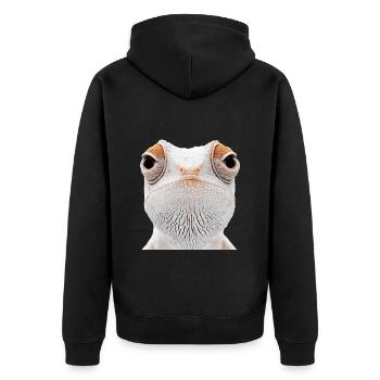 Chamäleon - Unisex Premium Bio Zip Hoodie - Schwarz - Hinten - Nico (187cm)