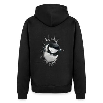 Meise - Unisex Premium Bio Zip Hoodie - Schwarz - Hinten - Nico (187cm)
