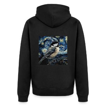 Meise - Unisex Premium Bio Zip Hoodie - Schwarz - Hinten - Nico (187cm)