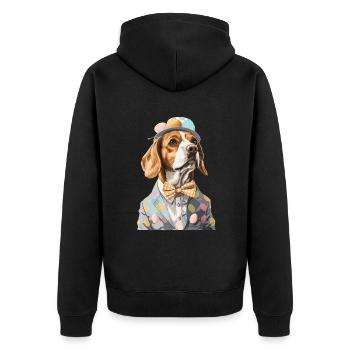 Beagle - Unisex Premium Bio Zip Hoodie - Schwarz - Hinten - Nico (187cm)