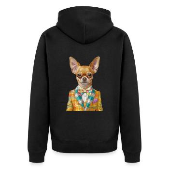 Chihuahua - Unisex Premium Bio Zip Hoodie - Schwarz - Hinten - Nico (187cm)