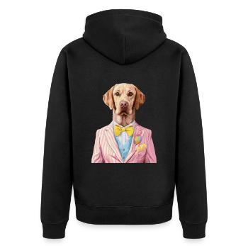 Labrador Retriever - Unisex Premium Bio Zip Hoodie - Schwarz - Hinten - Nico (187cm)