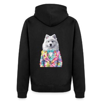 Samojede - Unisex Premium Bio Zip Hoodie - Schwarz - Hinten - Nico (187cm)