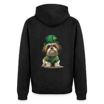 Shih Tzu - Unisex Premium Bio Zip Hoodie - Schwarz - Hinten - Nico (187cm)