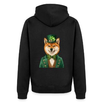 Shiba Inu - Unisex Premium Bio Zip Hoodie - Schwarz - Hinten - Nico (187cm)