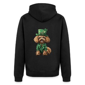 Pudel - Unisex Premium Bio Zip Hoodie - Schwarz - Hinten - Nico (187cm)