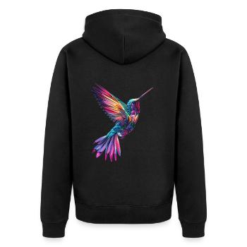 Kolibri - Unisex Premium Bio Zip Hoodie - Schwarz - Hinten - Nico (187cm)