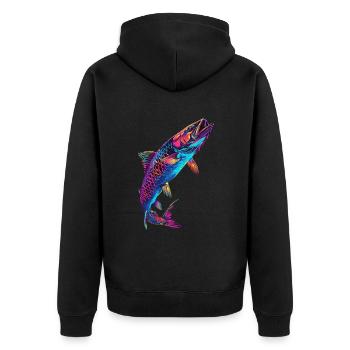 Tarpon - Unisex Premium Bio Zip Hoodie - Schwarz - Hinten - Nico (187cm)